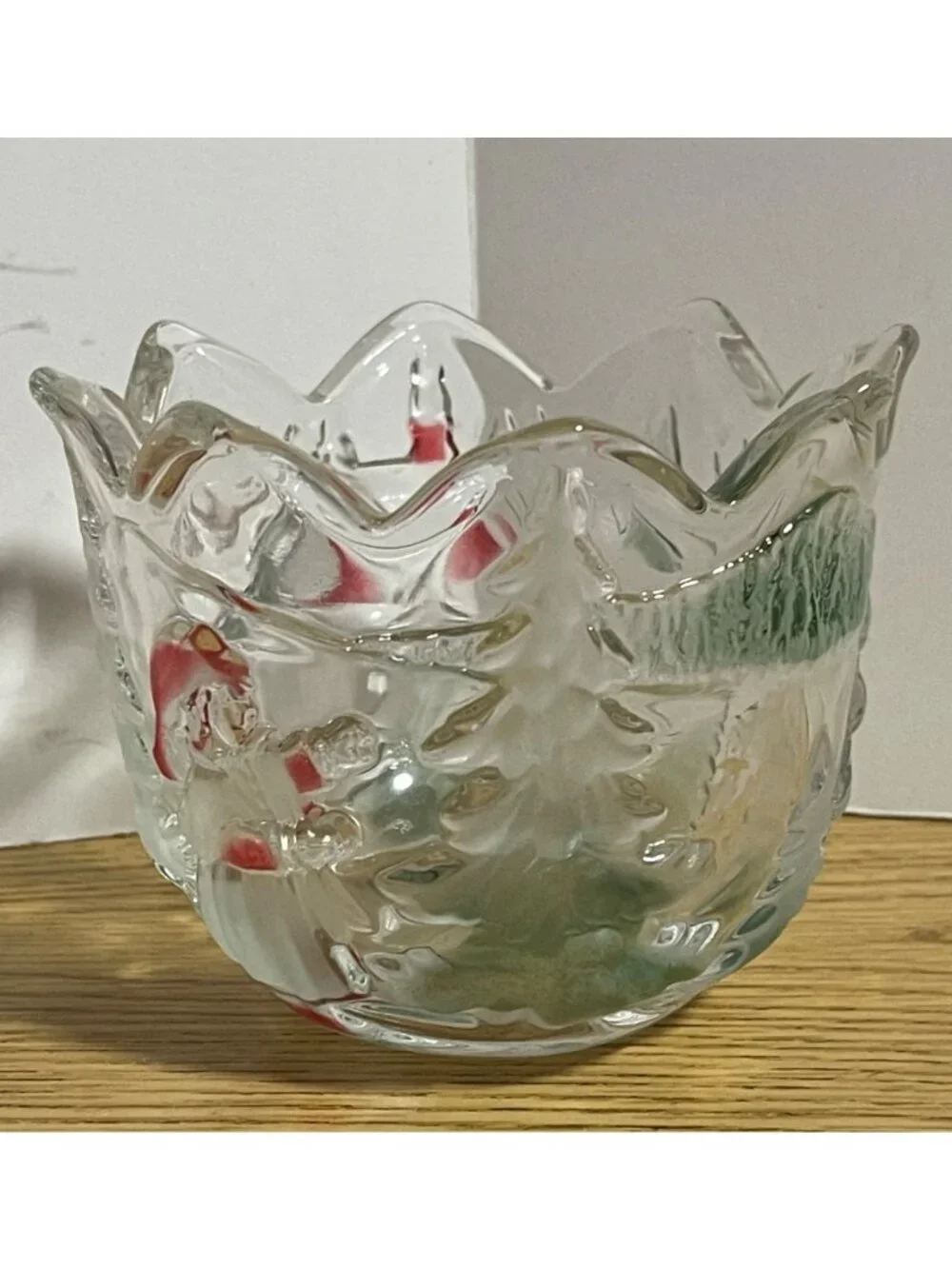 Mikasa Holiday Landscape Glass Votive Candle Holder Christmas Decor Elegant